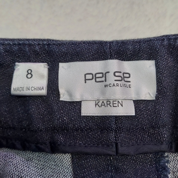 Per Se Carlisle Karen Stretch Blue Denim Jean Straight Leg Button Detail Size 8 - Picture 8 of 12